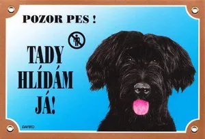 Farbschild Achtung Hund, Briard schwarz
